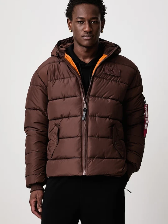 Zdjęcie produktu Alpha Industries kurtka zimowa męska Hooded Puffer Alpha Faux Down brązowy