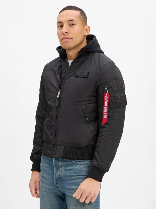 Zdjęcie produktu Alpha Industries kurtka bomberka - MA-1 Two Tone Hood Mężczyźni Sztuczne włókno czarny