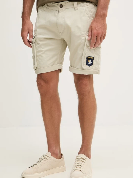 Zdjęcie produktu Alpha Industries szorty cargo męskie bawełniane z elastanem beżowy