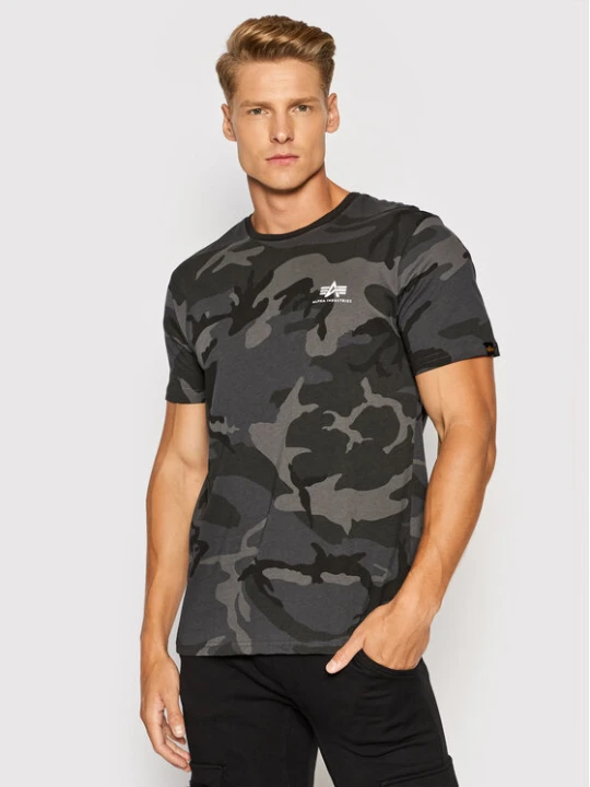 Zdjęcie produktu Alpha Industries T-Shirt Backprint T Camo 128507C Czarny Regular Fit