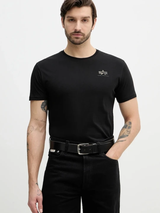 Zdjęcie produktu Alpha Industries t-shirt bawełniany Backprint Mirror Camo czarny