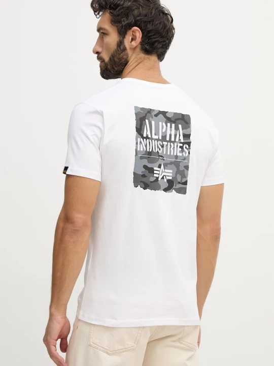 Zdjęcie produktu Alpha Industries t-shirt bawełniany Camo Print biały