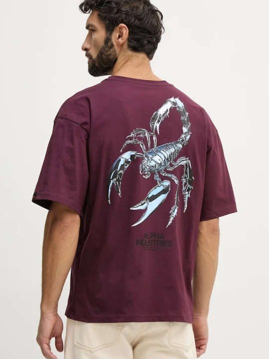 Zdjęcie produktu Alpha Industries t-shirt bawełniany Scorpion Cyborg bordowy