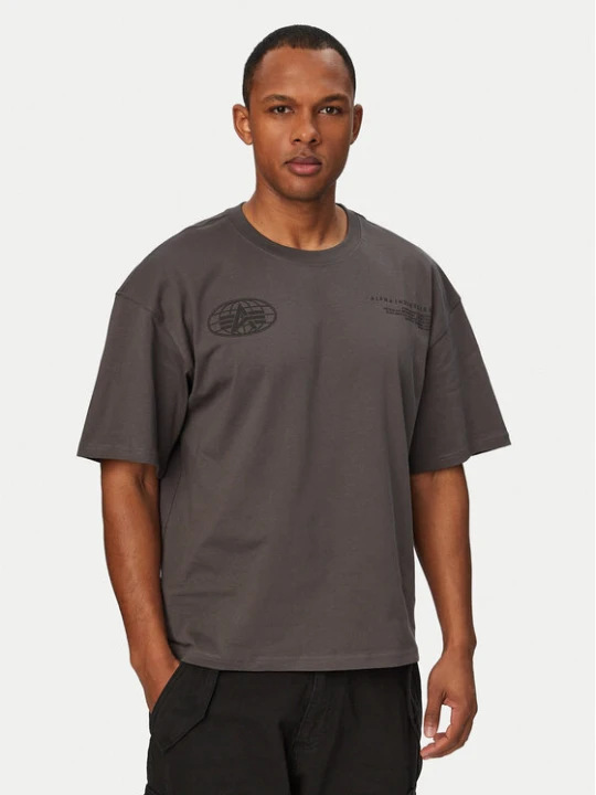 Zdjęcie produktu Alpha Industries T-Shirt World Logo 258514 Szary Regular Fit