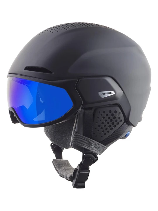 Zdjęcie produktu Alpina Kask narciarski "ALTO Q-LITE" w kolorze czarno-niebieskim rozmiar: 51-55 cm