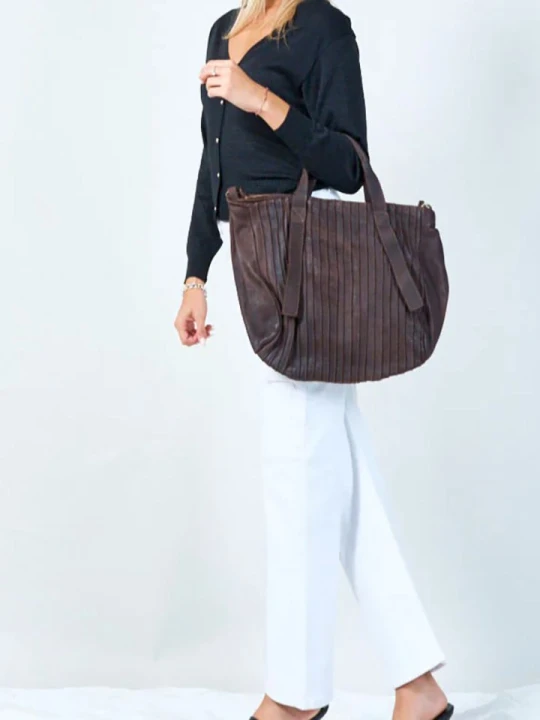 Zdjęcie produktu Amara Skórzany shopper bag "Brigitte" w kolorze brązowym - 40 x 30 x 14 cm rozmiar: onesize