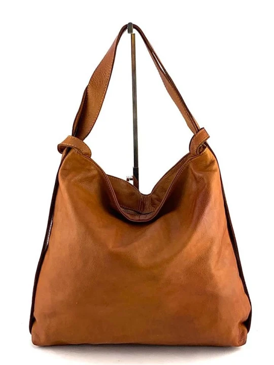 Zdjęcie produktu Amara Skórzany shopper bag "Futura" w kolorze jasnobrązowym - 44 x 36 x 6 cm rozmiar: onesize