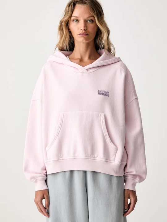 Zdjęcie produktu American Vintage bluza z kapturem damska bawełniana różowy