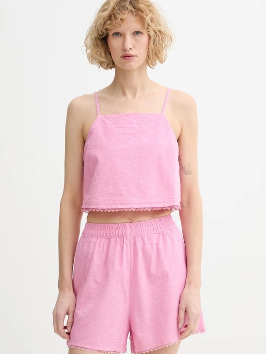 Zdjęcie produktu American Vintage crop top damski bawełniany różowy