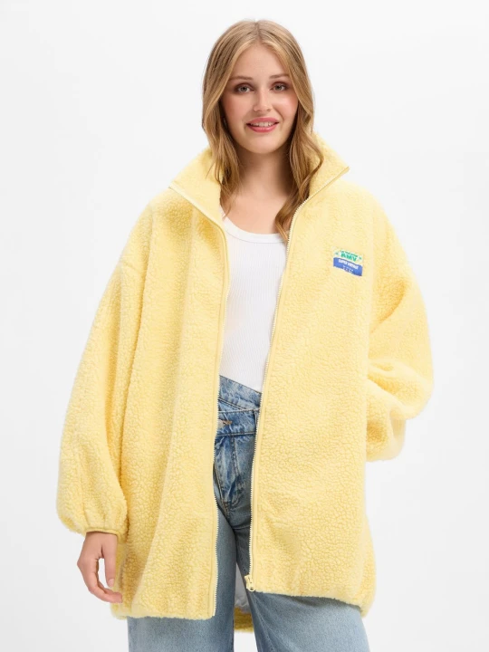 Zdjęcie produktu american vintage Damowa kurtka z futerkiem typu teddy Kobiety Sztuczne włókno żółty