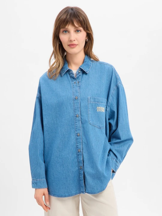 Zdjęcie produktu american vintage bluzka jeansowa - Izeway Kobiety Bawełna (100%) niebieski