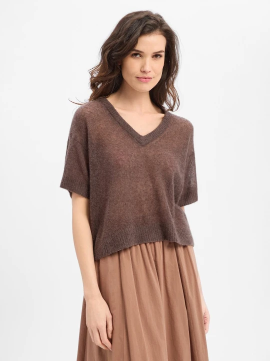 Zdjęcie produktu american vintage sweter z dzianiny z zawartością kaszmiru Kobiety Lyocell brązowy