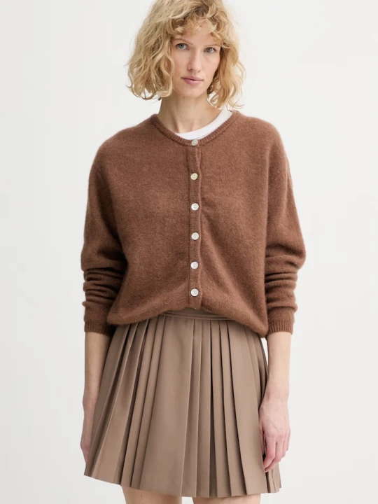 Zdjęcie produktu American Vintage kardigan damski z wełną GILET ML COL ROND brązowy