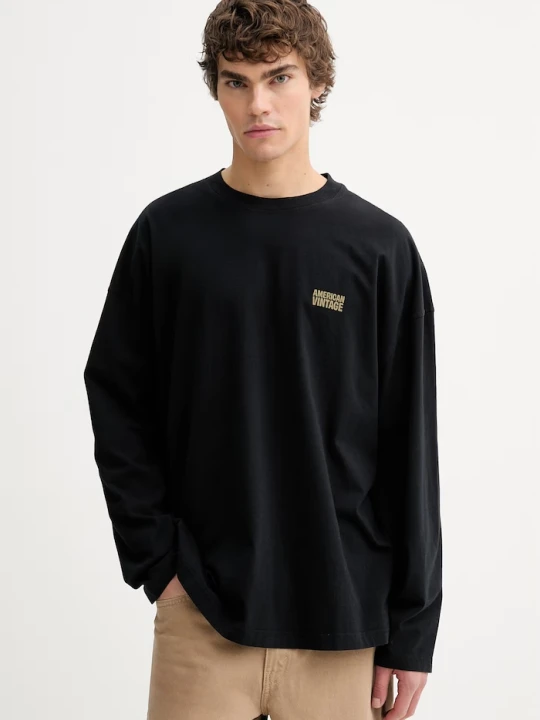 Zdjęcie produktu American Vintage longsleeve męski bawełniany czarny