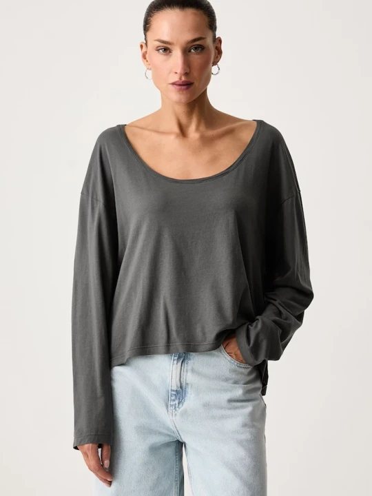 Zdjęcie produktu American Vintage longsleeve damski z modalem szary
