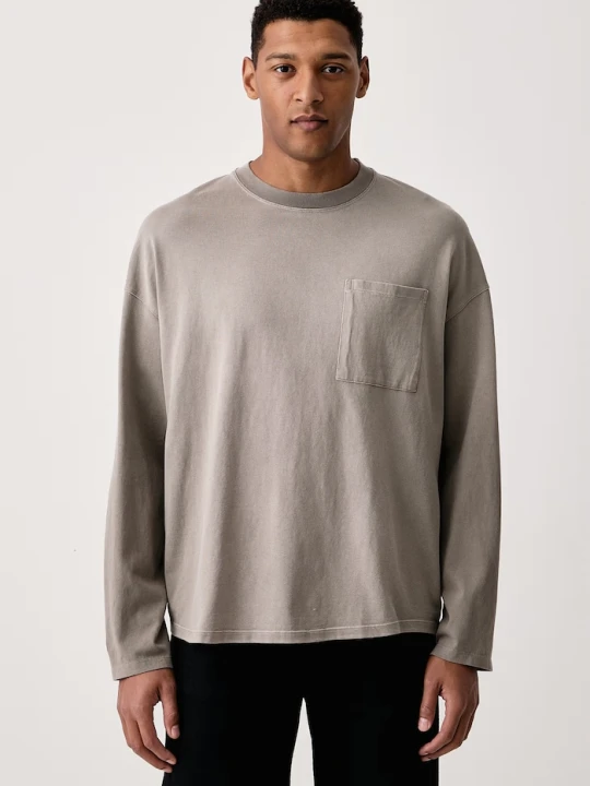Zdjęcie produktu American Vintage longsleeve męski bawełniany beżowy