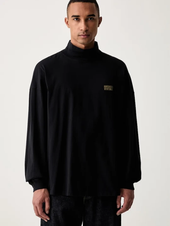 Zdjęcie produktu American Vintage longsleeve męski bawełniany czarny