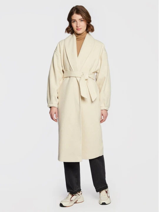 Zdjęcie produktu American Vintage Płaszcz wełniany Karabay KARA17BH22 Écru Relaxed Fit Kremowy