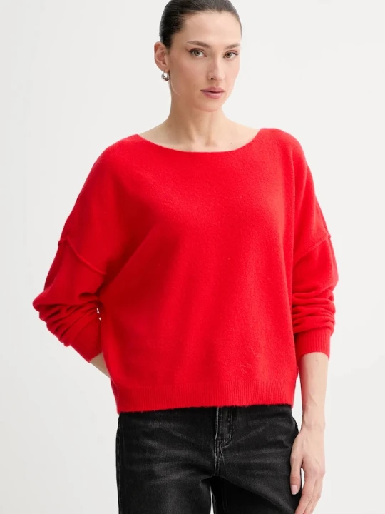 Zdjęcie produktu American Vintage sweter damski z dodatkiem wełny PULL ML COL BATEAU czerwony