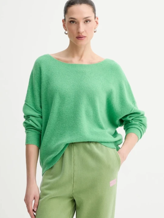 Zdjęcie produktu American Vintage sweter damski z dodatkiem wełny PULL ML COL BATEAU zielony
