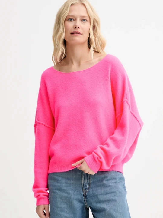 Zdjęcie produktu American Vintage sweter z domieszką wełny PULL ML COL BATEAU różowy