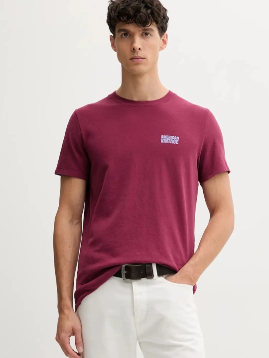 Zdjęcie produktu American Vintage T-shirt męski bawełniany bordowy