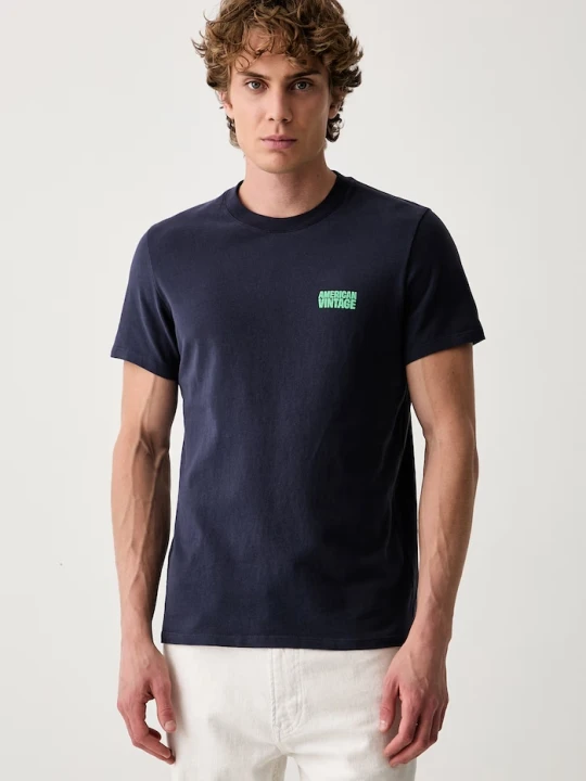 Zdjęcie produktu American Vintage T-shirt męski bawełniany granatowy