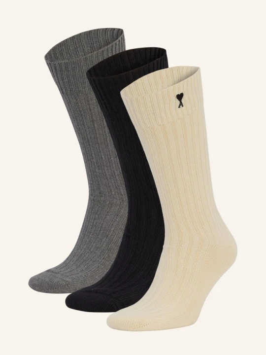 Zdjęcie produktu Ami Paris 3 Pary Skarpet beige