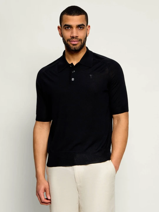Zdjęcie produktu AMI Paris Wełniane polo | Slim Fit czarny