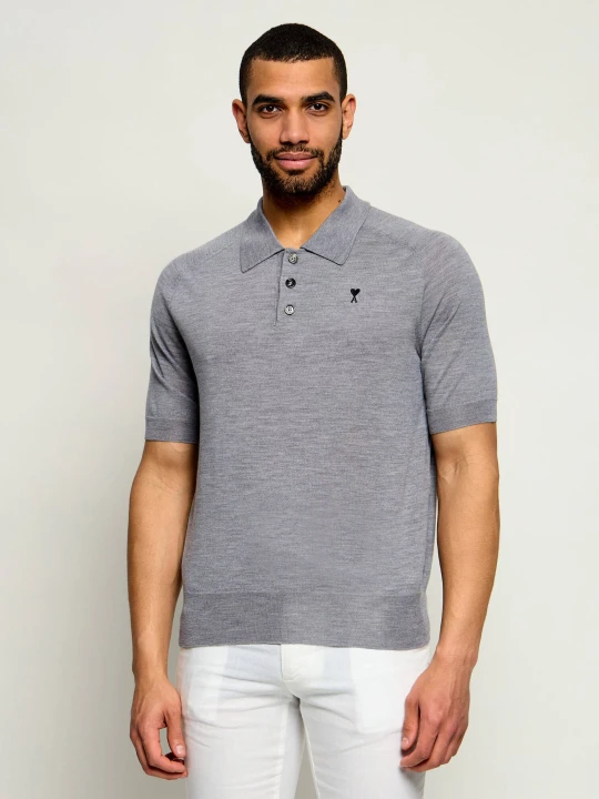 Zdjęcie produktu AMI Paris Wełniane polo | Slim Fit szary
