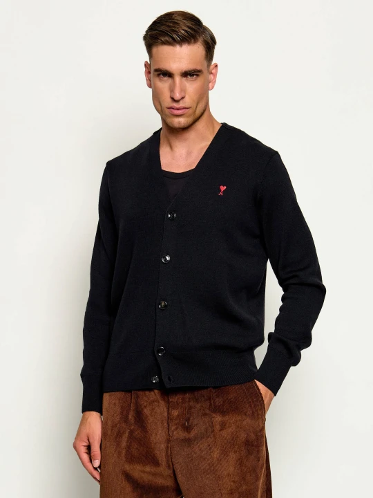 Zdjęcie produktu AMI Paris Wełniany kardigan | Slim Fit czarny