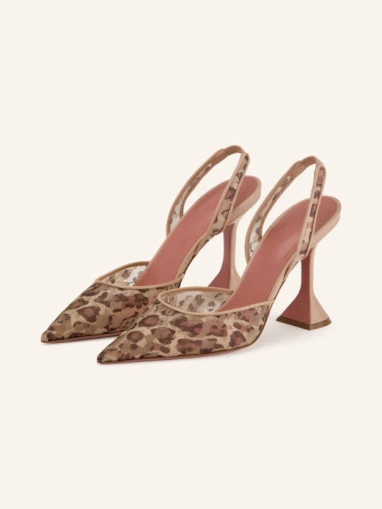 Zdjęcie produktu Amina Muaddi Czółenka Na Rzemykach Holli Lace Sling 95 beige