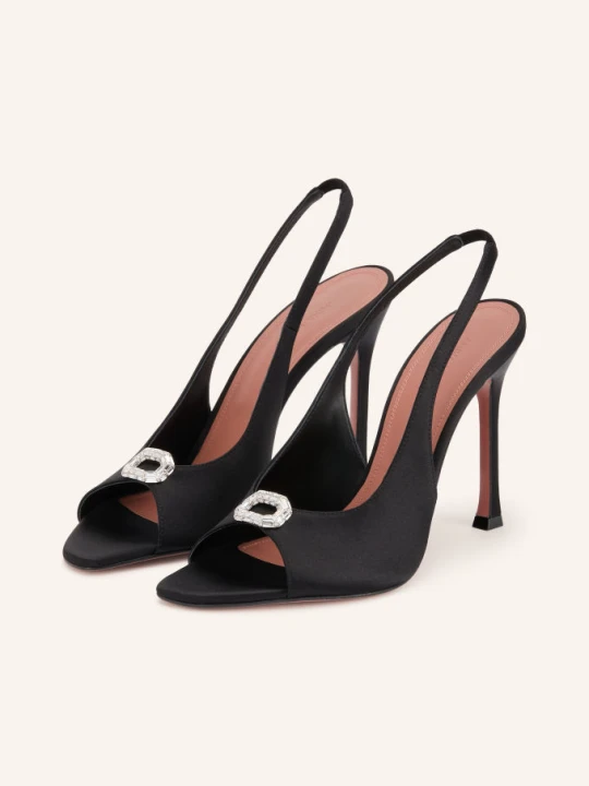 Zdjęcie produktu Amina Muaddi Czółenka Typu Slingback Mini Camelia Z Kamyczkami Ozdobnymi schwarz