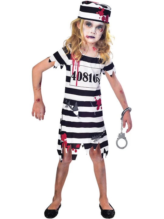 Zdjęcie produktu amscan 2-częściowy kostium "Zombie Convict" w kolorze czarno-białym rozmiar: 122 / 128