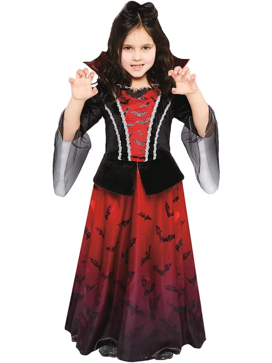 Zdjęcie produktu amscan Sukienka dziecięca "Vampiress" w kolorze czarno-czerwonym rozmiar: 98 / 104