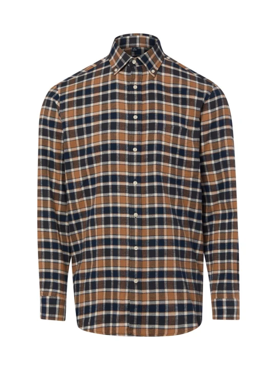 Zdjęcie produktu Andrew James koszula flanelowa Mężczyźni Regular Fit Bawełna (100%) brązowy | beżowy