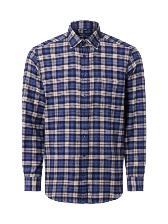 Zdjęcie produktu Andrew James koszula flanelowa Mężczyźni Regular Fit Bawełna beżowy | niebieski