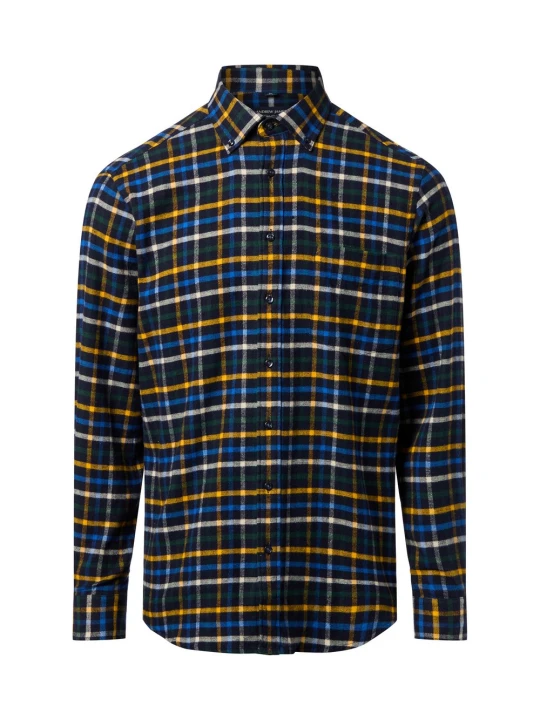 Zdjęcie produktu Andrew James koszula flanelowa Mężczyźni Regular Fit Bawełna niebieski | żółty