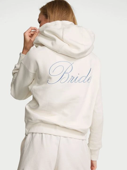 Zdjęcie produktu Angel Essentials Bluza bawełniana z kapturem i suwakiem dla Panny Młodej Iconic Bride Victoria's Secret Biały