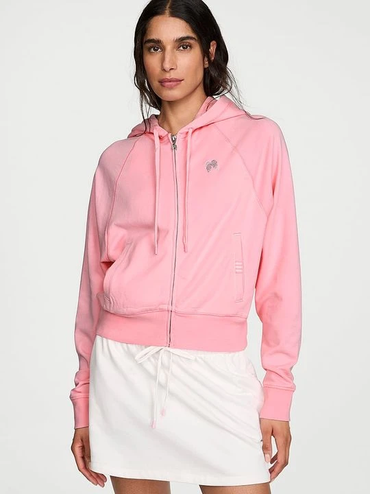 Zdjęcie produktu Angel Essentials Bluza bawełniana z suwakiem i kapturem Terry Hoodie Victoria's Secret Różowy