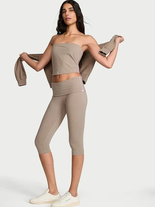 Zdjęcie produktu Angel Essentials Legginsy bawełniane rybaczki Capri Victoria's Secret Beżowy