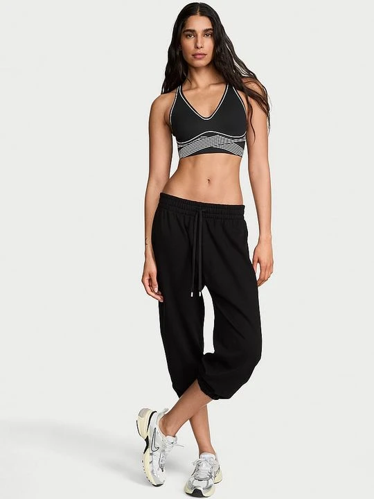 Zdjęcie produktu Angel Essentials Spodnie dresowe bawełniane rybaczki Off-Duty Victoria's Secret Czarny