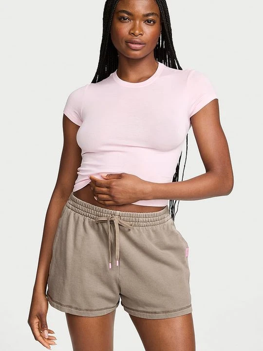 Zdjęcie produktu Angel Essentials Szorty bawełniane Off-Duty Terry Victoria's Secret Beżowy