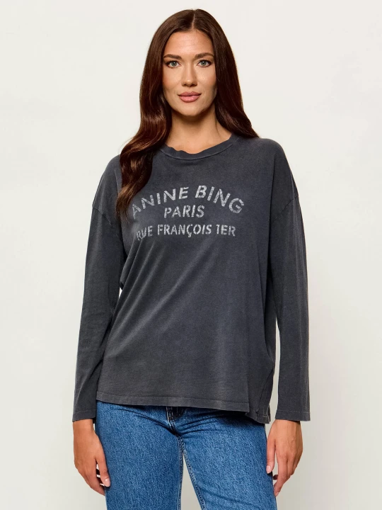 Zdjęcie produktu Anine Bing Bluzka IVAN | Relaxed fit grafitowy