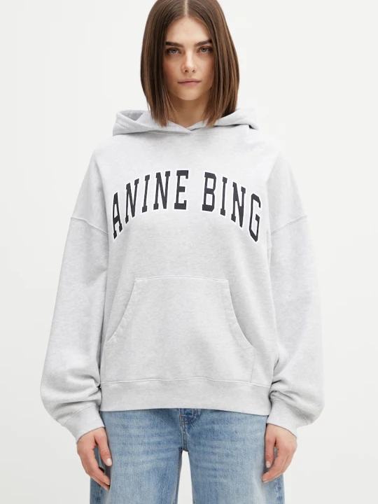 Zdjęcie produktu Anine Bing HARVEY SWEATSHIRT NEW CLASSIC - MEDIUM HEATHER GREY bluza z kapturem bawełniana damska