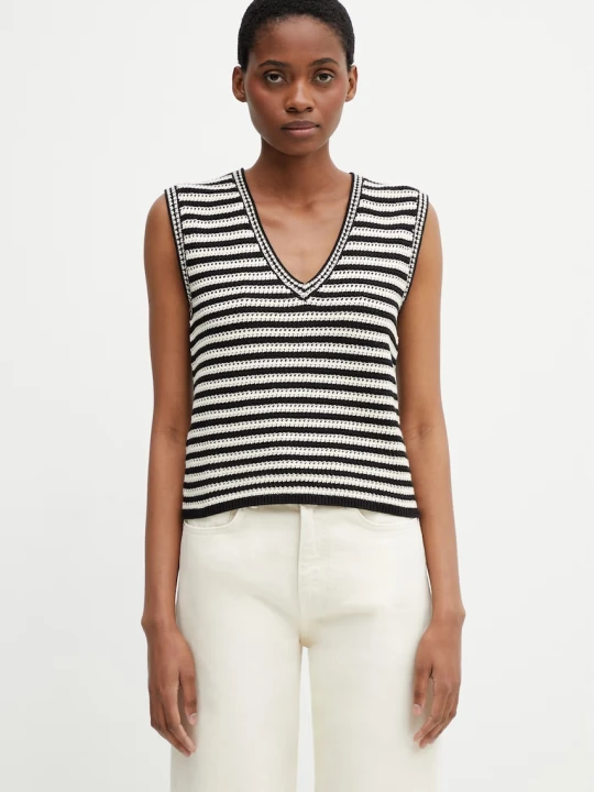 Zdjęcie produktu Anine Bing LOWEN SWEATER - BLACK AND IVORY STRIPE bluzka damska z bawełną w paski