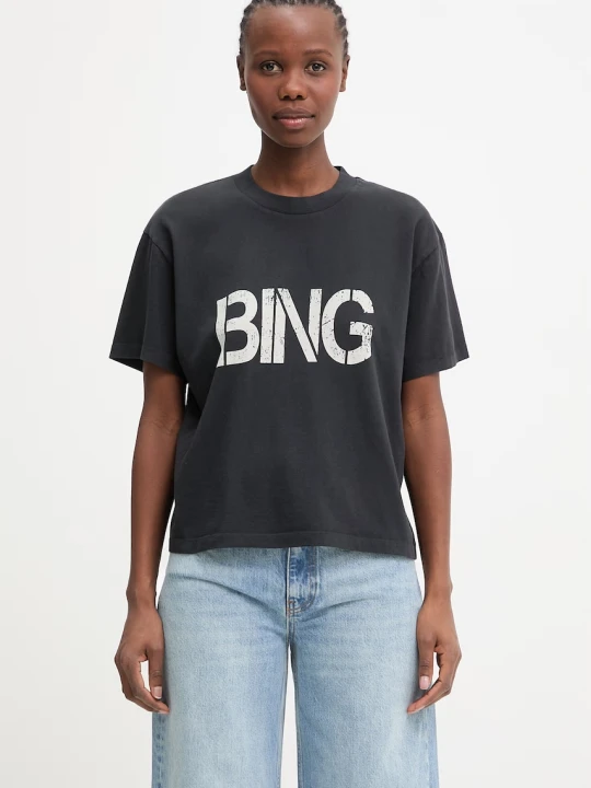 Zdjęcie produktu Anine Bing WAGNER TEE STENCIL - VINTAGE BLACK t-shirt bawełniany damski