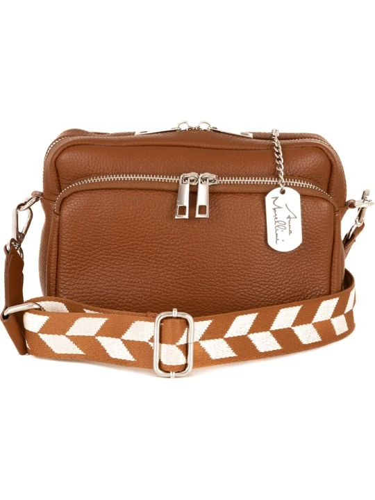 Zdjęcie produktu Anna Morellini Skórzana torebka "Erminia" w kolorze jasnobrązowym - 22 x 17 x 9 cm rozmiar: onesize