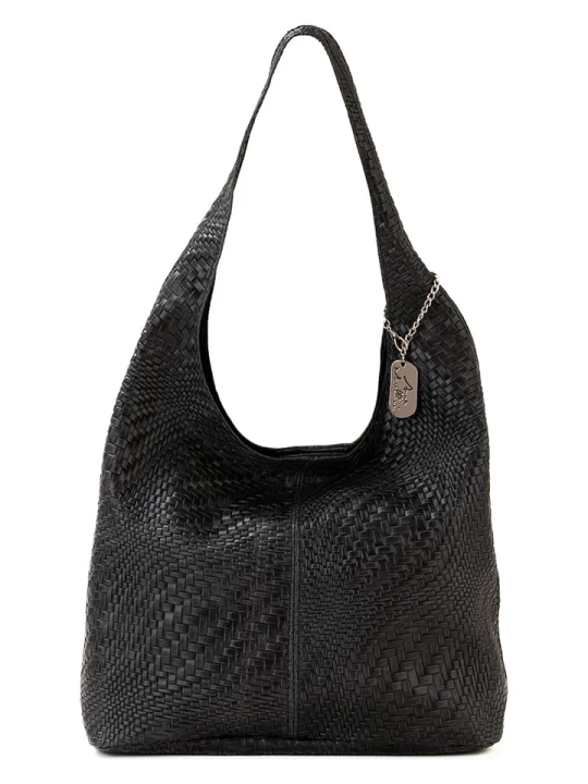 Zdjęcie produktu Anna Morellini Skórzana torebka "Palladia" w kolorze czarnym - 38 x 30 x 2 cm rozmiar: onesize