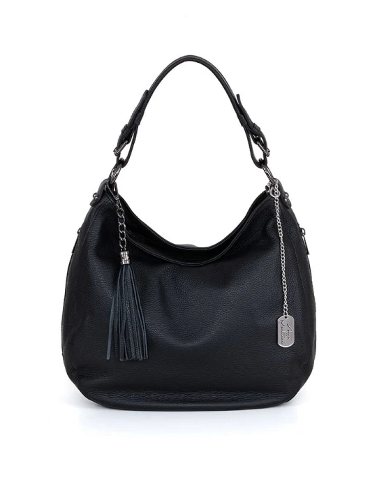 Zdjęcie produktu Anna Morellini Skórzana torebka "Paolanna" w kolorze czarnym - 34 x 32 x 14 cm rozmiar: onesize